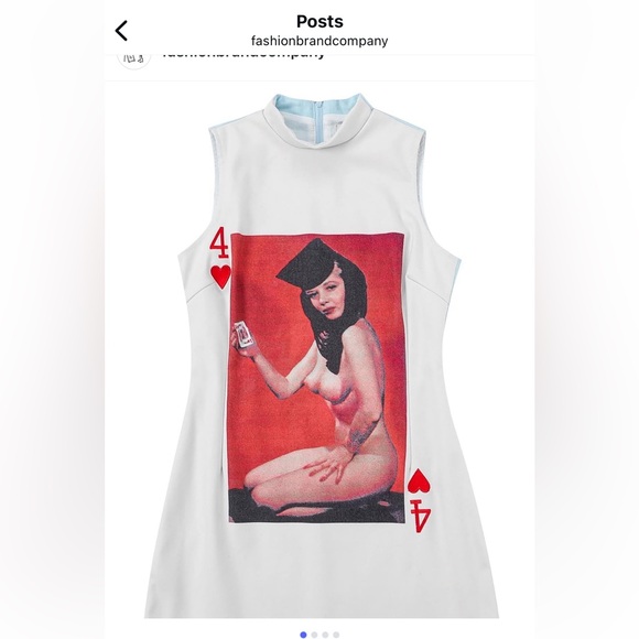 Fashion Brand Company White Burlesque Playing Card and Wolf Mock neck Dress 3x - Picture 1 of 10